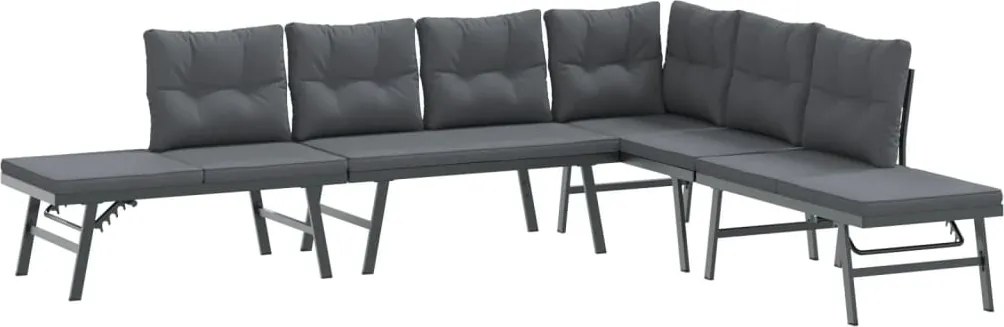 vidaXL Bănci de grădină cu perne 4 buc negru oțel vopsit electrostatic