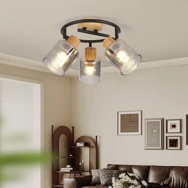 Brilagi - Spot HYGGE 3xE14/15W/230V lemn/sticlă fumurie