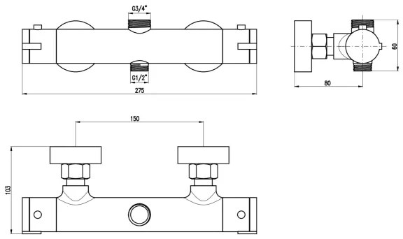 RAV Slezák TRM82.5 - Baterie termostatică pentru duș TERMO, crom lucios