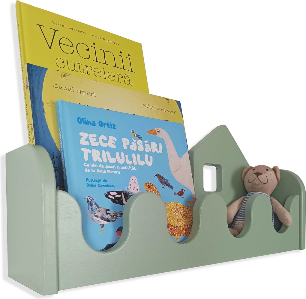 Set 2 rafturi perete + Cuier Montessori NEST SET Green