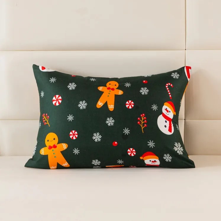 Fata de perna din microfibra SNOWMAN AND GINGERBREAD 70x90 cm, verde