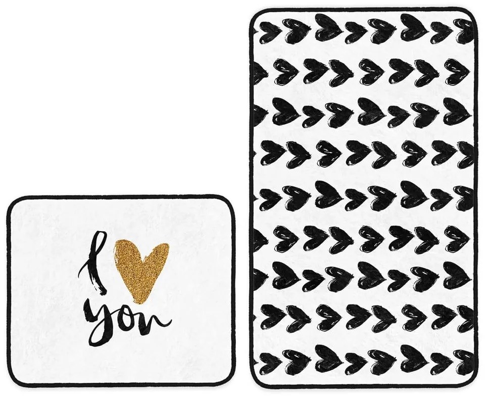 Covorașe de baie albe/negre 2 buc. 60x100 cm – Mila Home