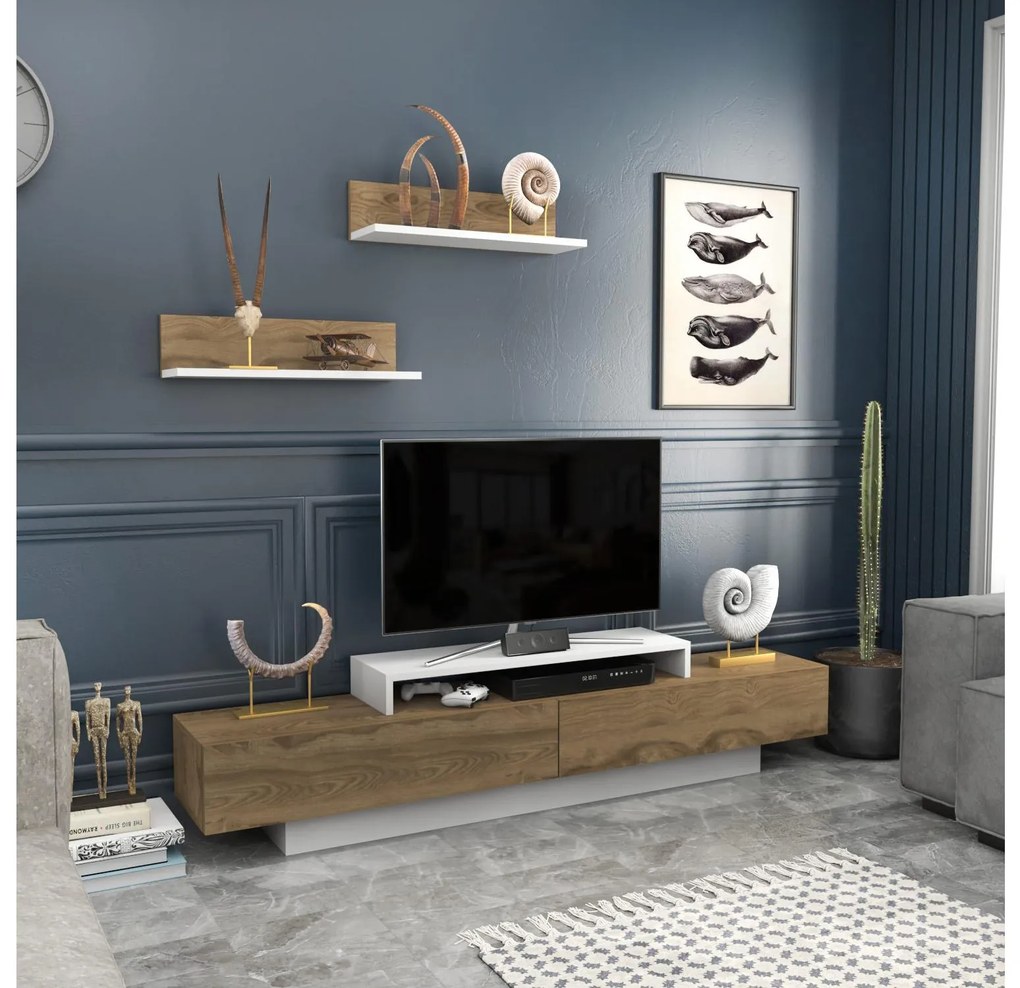 Mobilier living Lusalona (alb + Stejar). 1107304
