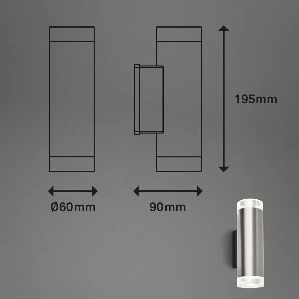 Aplică LED de exterior Brilo 2xGU10/4,7W/230V IP44 4000K crom mat