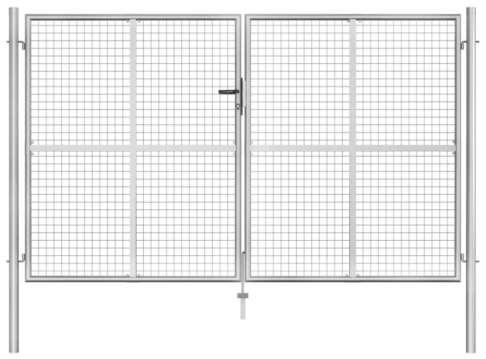 Poartă de grădină, argintiu, 306 x 200 cm, oțel galvanizat