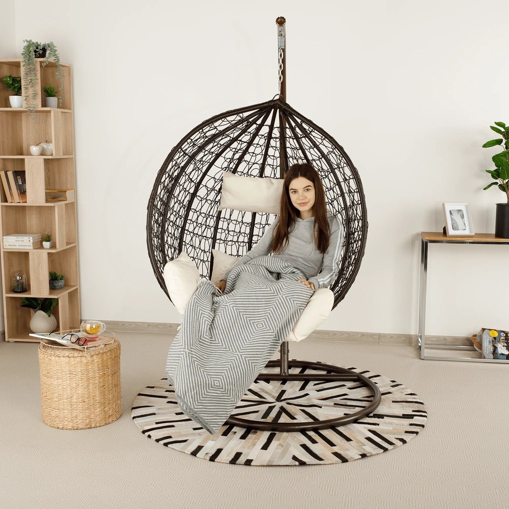 Scaun agăţat, aromiu/maro/crem, NOLAN NEW