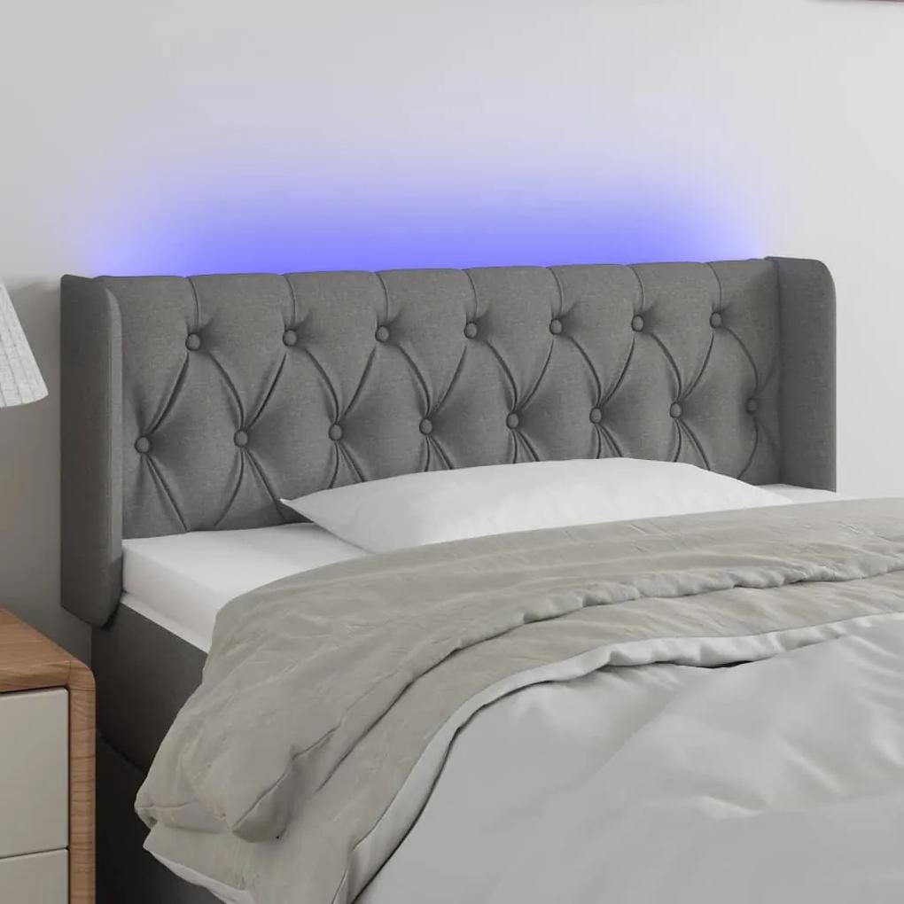 3123555 vidaXL Tăblie de pat cu LED, gri închis, 93x16x78/88 cm, textil