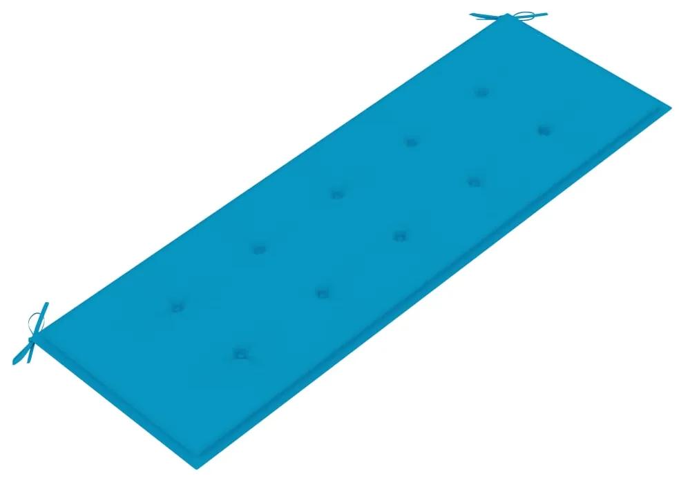 Banca de gradina stivuibila cu perna, 159 cm, lemn masiv de tec 1, 150 cm, albastru, 150 cm