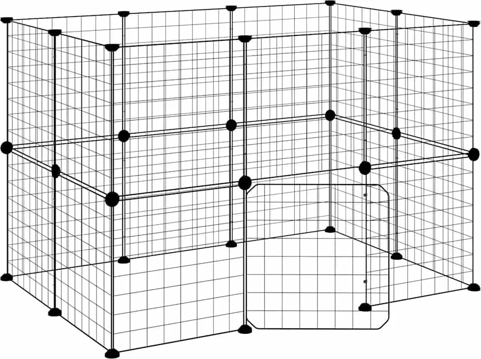 vidaXL Cușcă animale de companie cu ușă 20 panouri negru 35x35 cm oțel