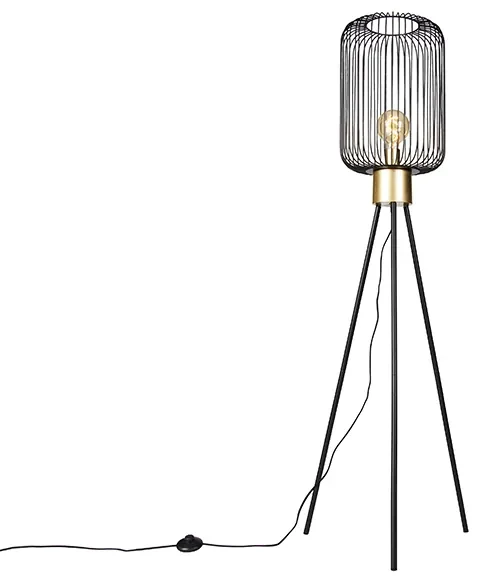 Lampa de podea de design neagră cu auriu - Mayelle