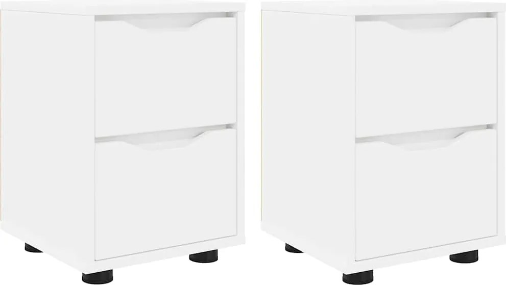 vidaXL Mese de noptieră 2 pcs Alb 30,5 x 30 x 43 cm Lemn compozit