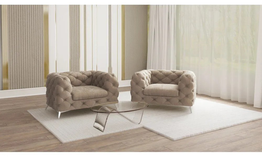 Fotoliu grej cu tapițerie din catifea Chelsea – Ropez