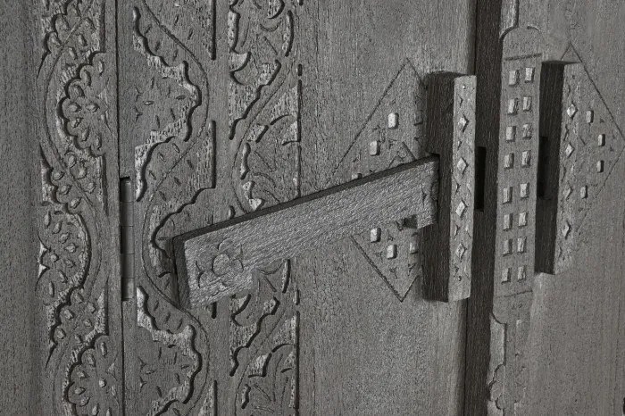 Dulap, gri, din lemn masiv sculptat, Mystic