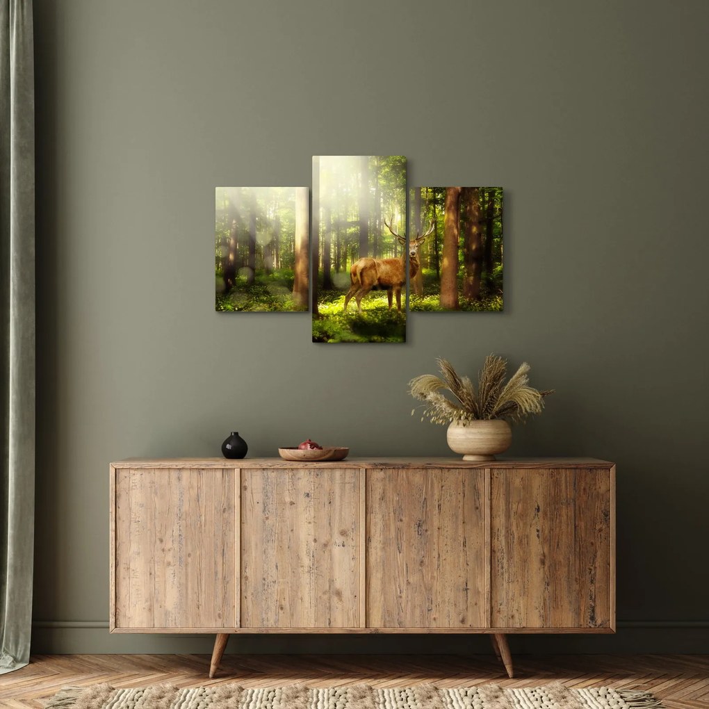 Tablou cu cerbul în pădure (90x60 cm)