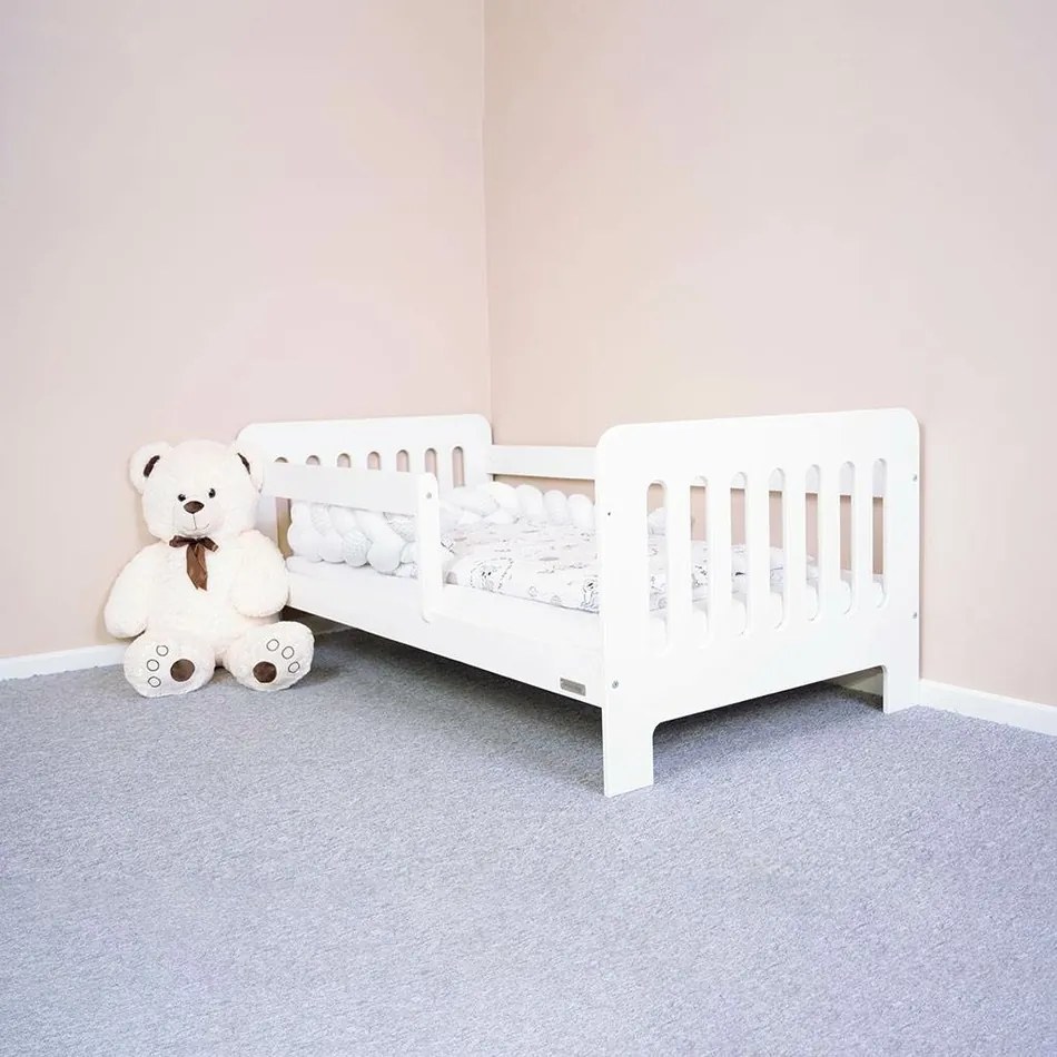 New Baby Pat pentru copii cu barieră Erik alb ,160 x 80 cm