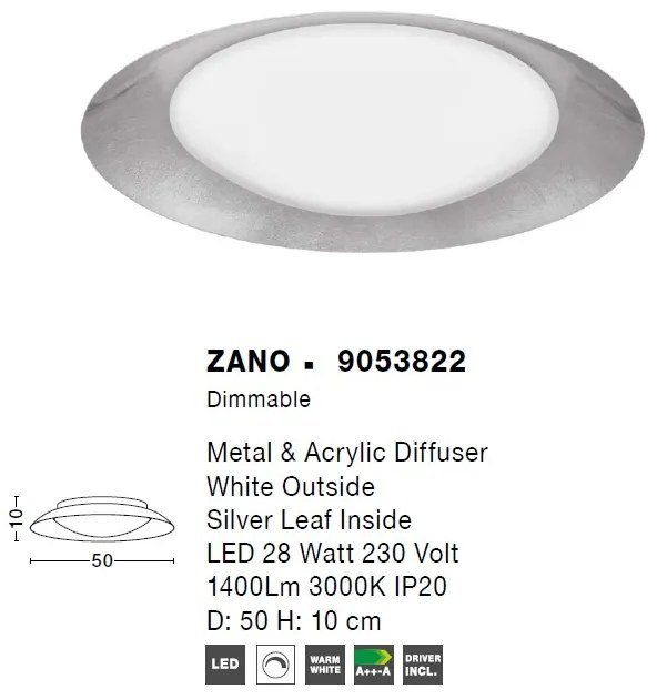 Lustra LED / Plafoniera moderna ZANO argintie NVL-9053822