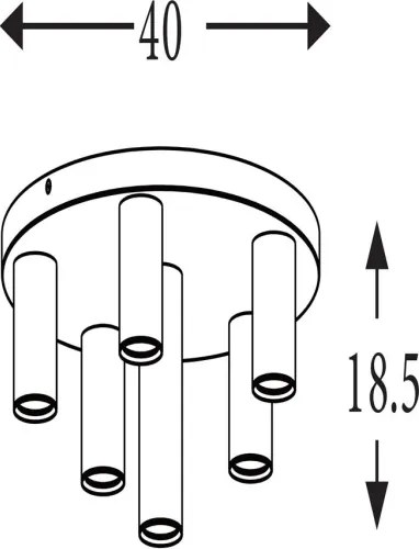 Searchlight 50570-6BK - Plafonieră TUBES, 6 x GU10, 10 W, 230 V, Ø 40 cm