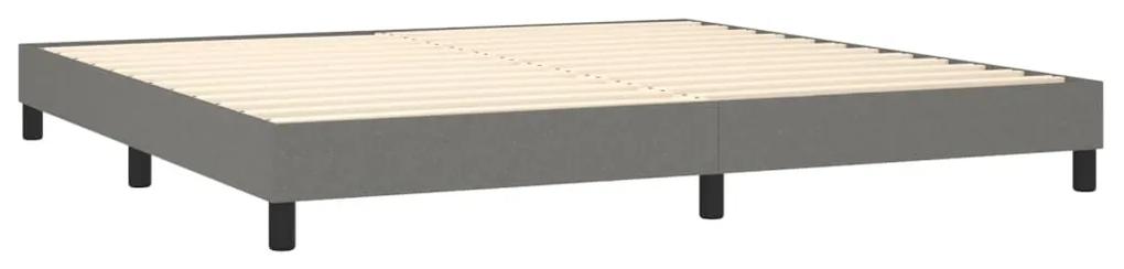 Pat box spring cu saltea, gri inchis, 200x200 cm, textil Morke gra, 25 cm, 200 x 200 cm