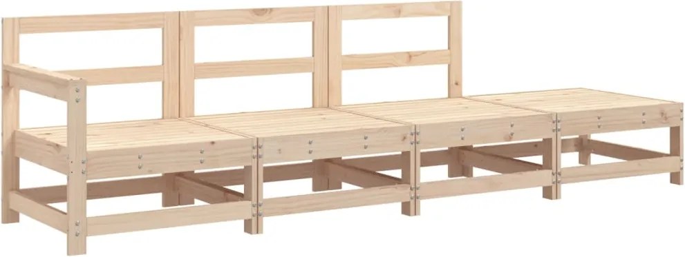 vidaXL Set mobilier relaxare de grădină, 4 piese, lemn masiv de pin