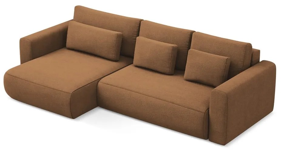 Colțar teracotă extensibil/cu spațiu de depozitare (cu colț pe partea stângă/cu șezlong) Kapua – Makamii