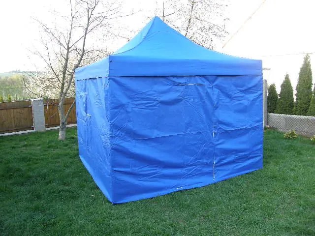 Cort de grădină DELUXE foarfecă+pereți lateral-3x3m albastru