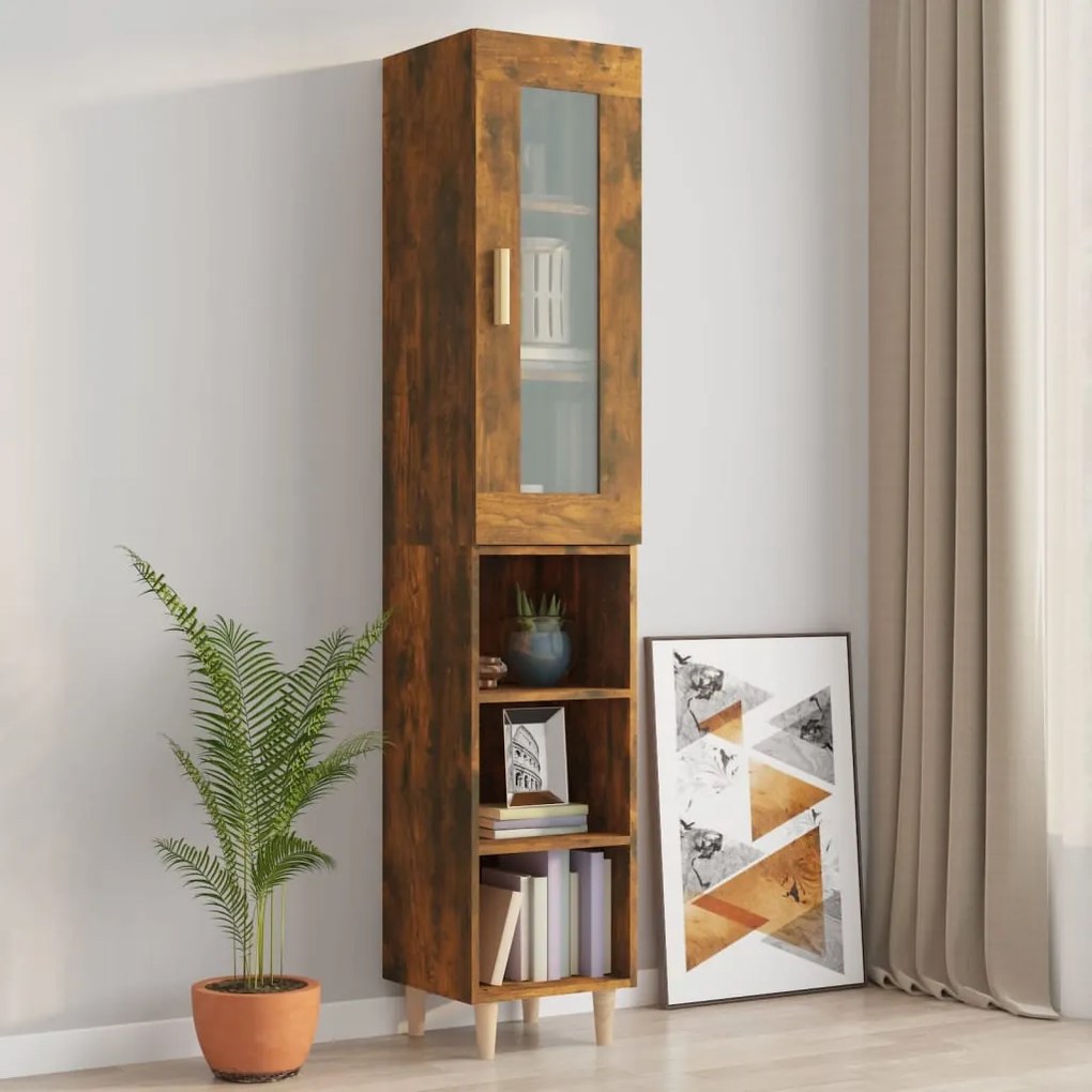 3115393 vidaXL Dulap înalt, stejar fumuriu, 34,5x34x180 cm, lemn prelucrat