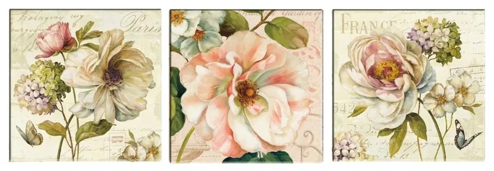 Set 3 tablouri Tablo Center Vintage Flowers