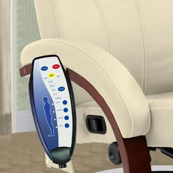 Fotoliu de masaj relaxant ajustabil cu încălzire VINTAGE - bej