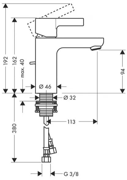 Baterie lavoar crom Hansgrohe cu ventil inclus, Metris S