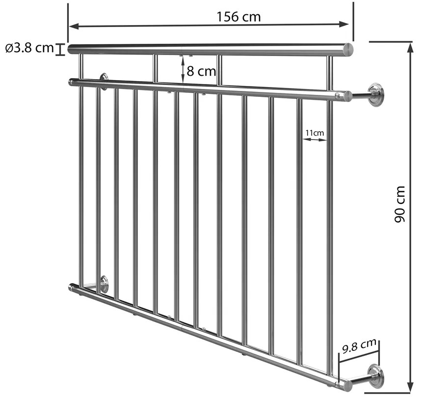 Deuba Balustrada balcon - 90x156 cm