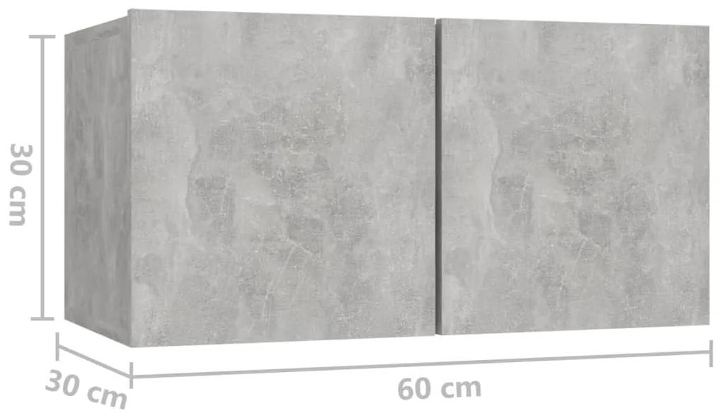 Set dulapuri TV, 8 piese, gri beton, PAL 1, Gri beton, 100 x 30 x 30 cm