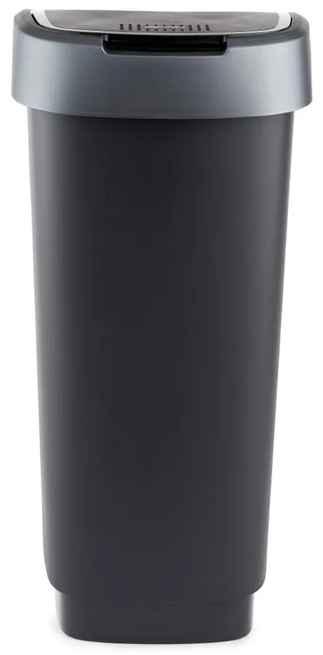 Coș de gunoi din plastic reciclat, argintiu-negru 25 l Twist - Rotho