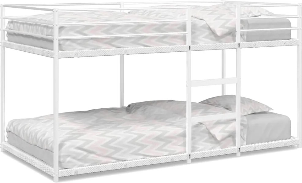 vidaXL Pat supraetajat fără saltea alb 100x200 cm oțel