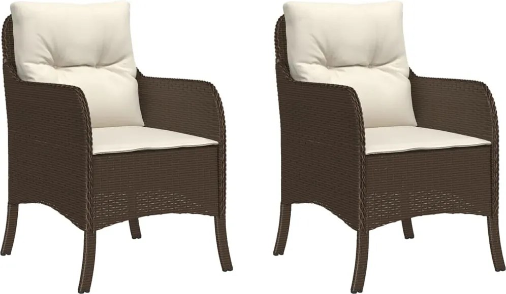 vidaXL Fotolii de grădină cu perne, 2 buc., maro, poliratan