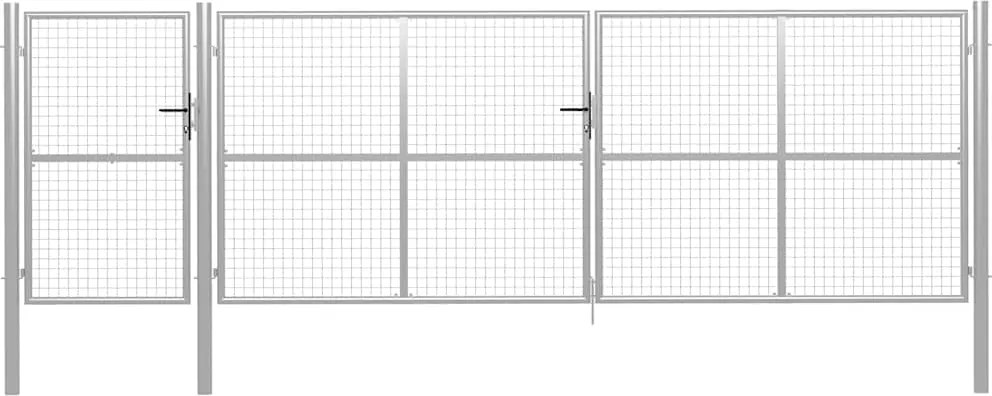vidaXL Poartă de grădină din oțel 500x150 cm, argintie
