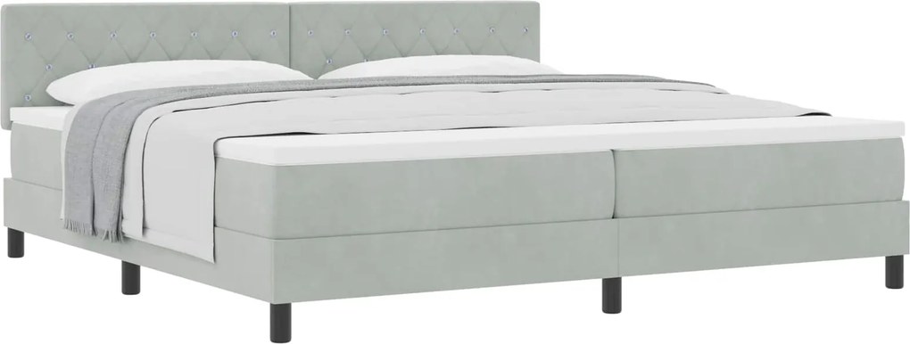 vidaXL Pat cu arcuri cu saltea Gri deschis 200 x 200 cm Catifea