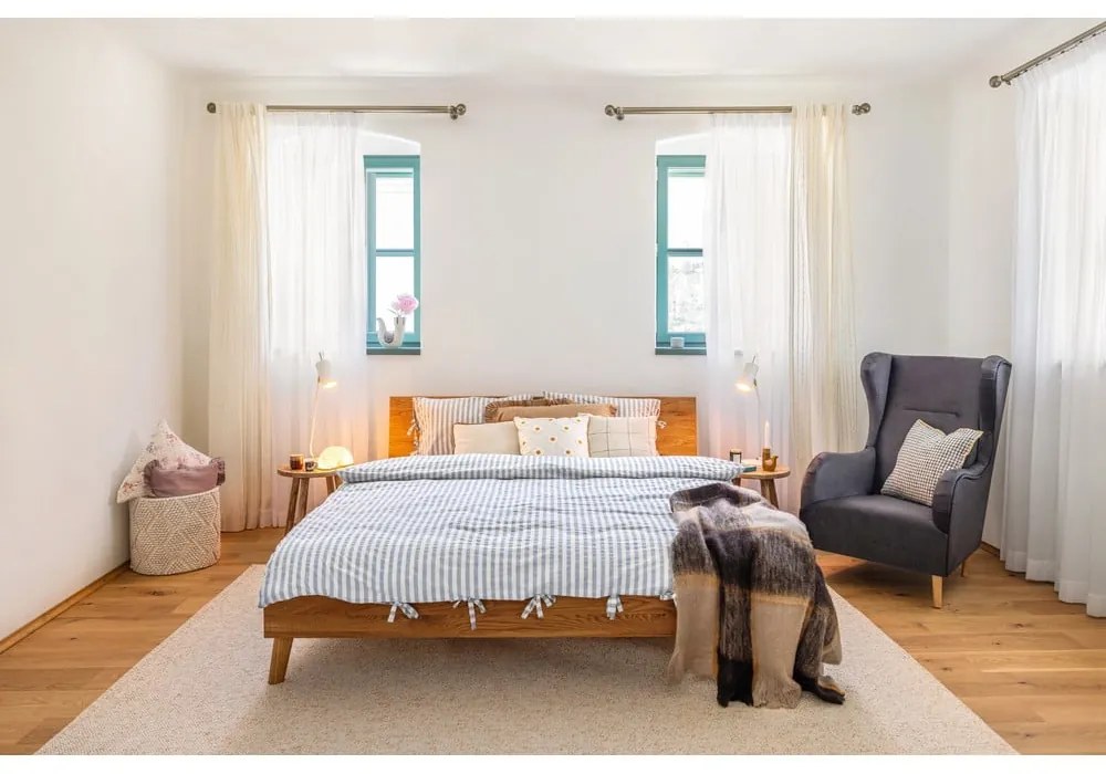 Pat dublu din lemn de stejar 180x200 cm Greg 1 - The Beds