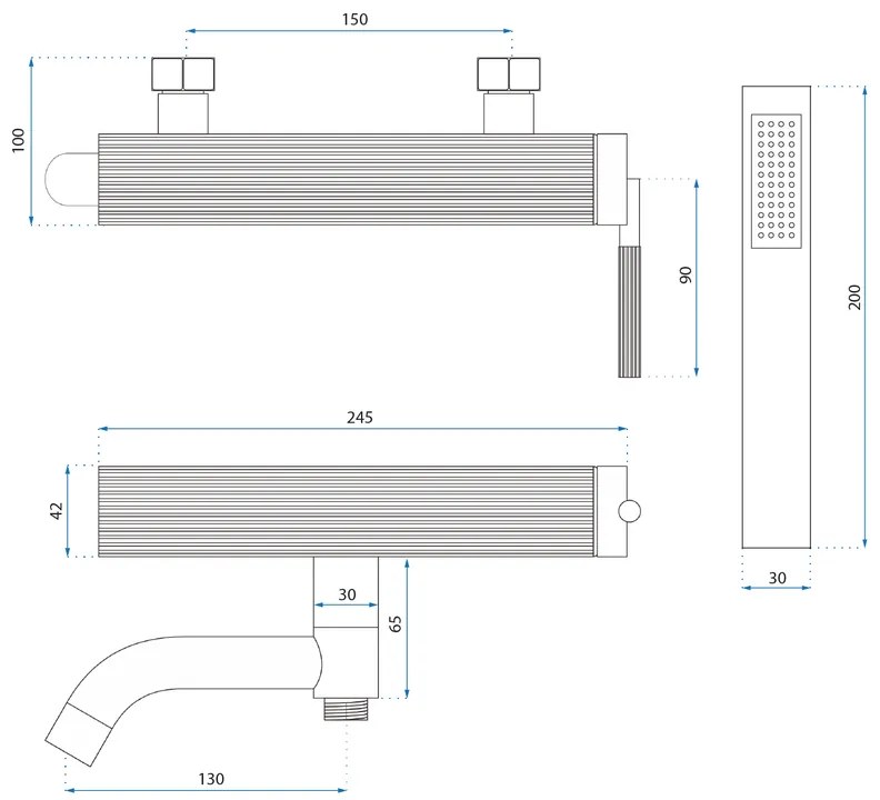 Baterie pentru cada REA Argon auriu