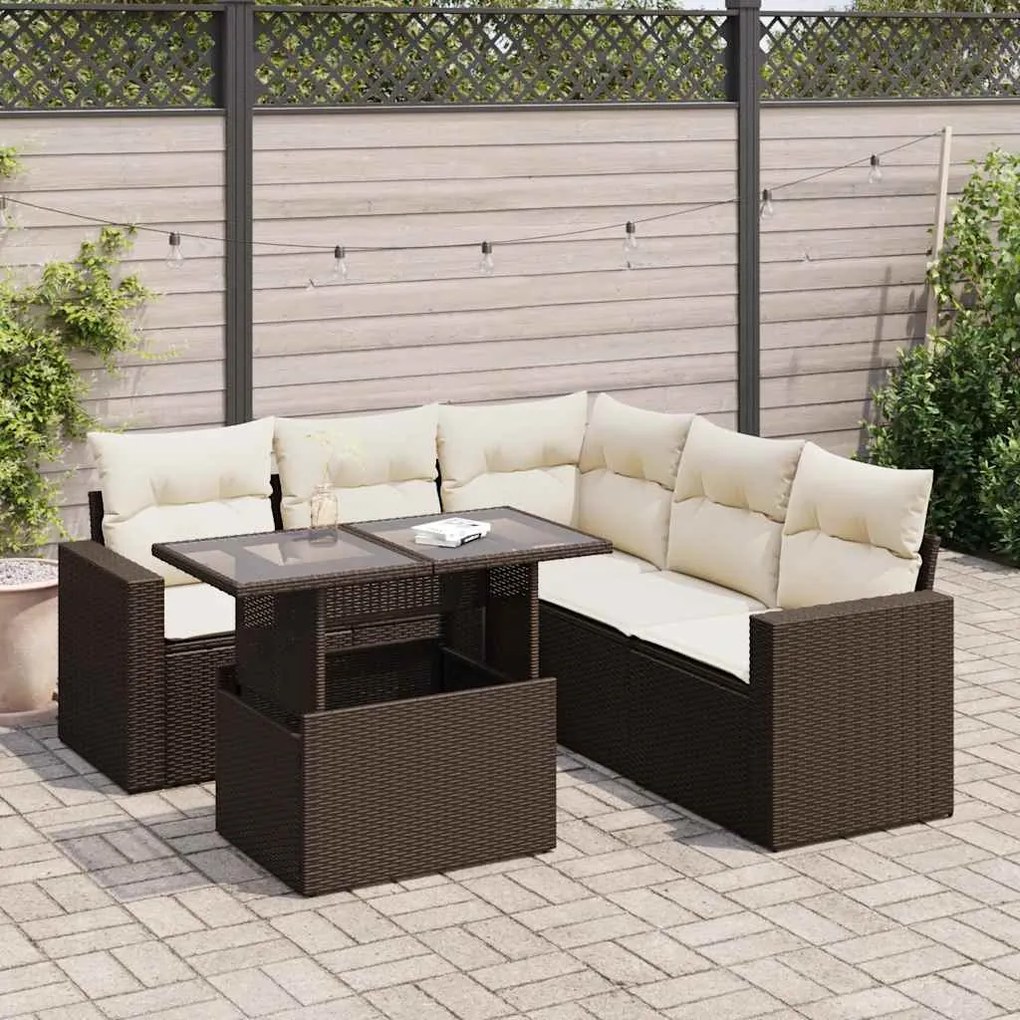 vidaXL Set canapele de grădină cu perne, 6 piese, maro, poliratan