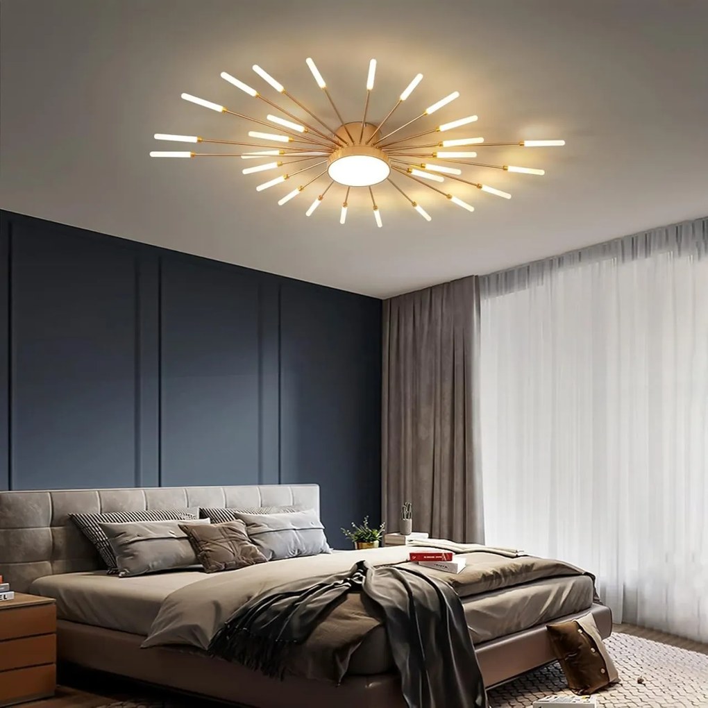 Lustra LED 3 Tipuri De Lumina, 60W, Auriu