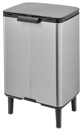 Cos de gunoi Brabantia Bo Small Hi 1006650, 12 l, Deschidere lina si silentioasa, Baza antiderapanta, Rezistent la amprente, Inox