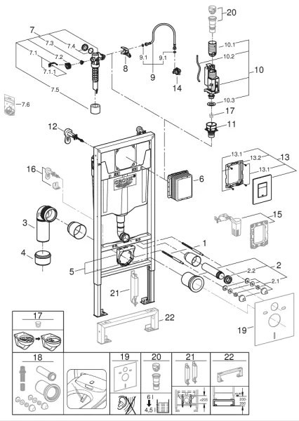 GROHE 39186000 - Set de instalație SOLIDO pentru perete, 1,13 m, alb