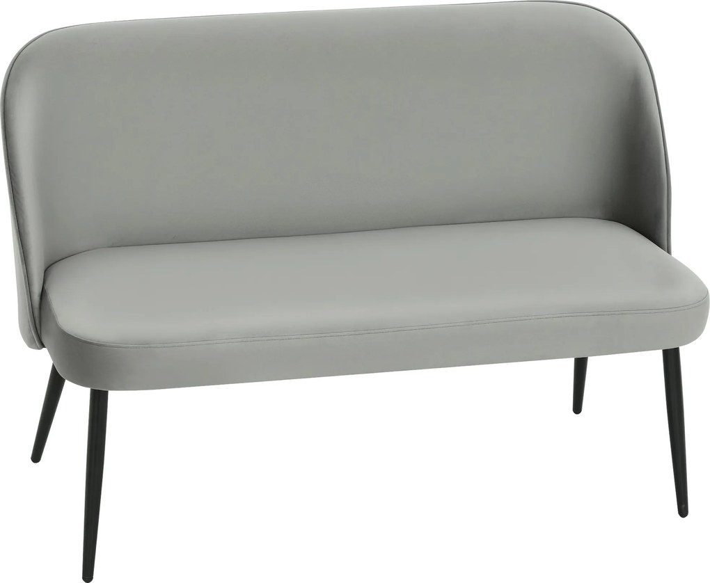 HOMCOM Canapea 2 locuri, canapea modernă tapițată cu cadru din metal și lemn, tapițerie cu aspect de catifea, Gri | Aosom Romania