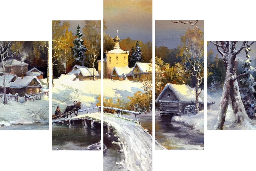 Tablou - Orășel iarna (150x105 cm)
