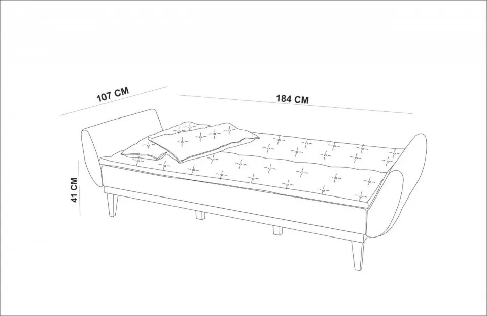 Canapea Extensibilă cu 3 Locuri Fiona, 214 x 81 x 81 cm, Gri Inchis