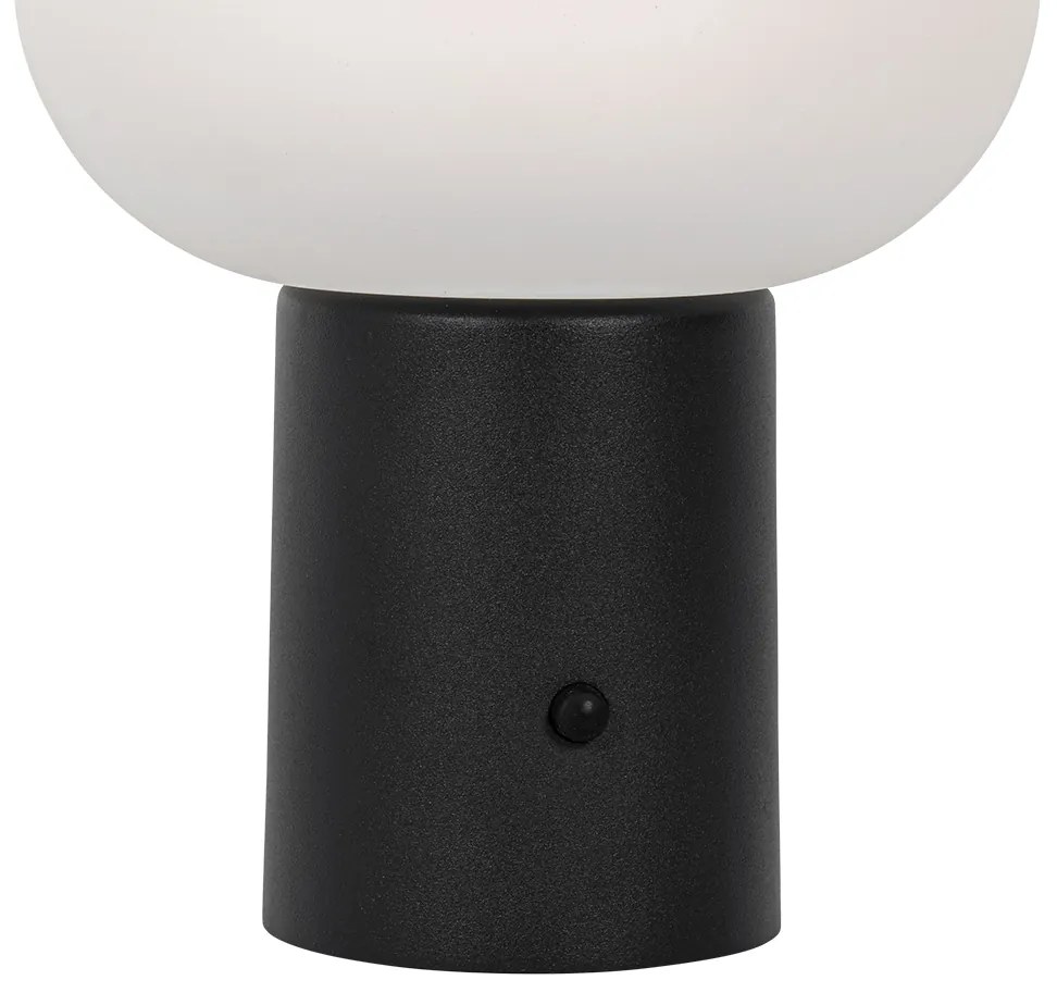 Lampă de masă neagră incluzând LED cu dimmer pe 3 trepte reîncărcabilă - Louise
