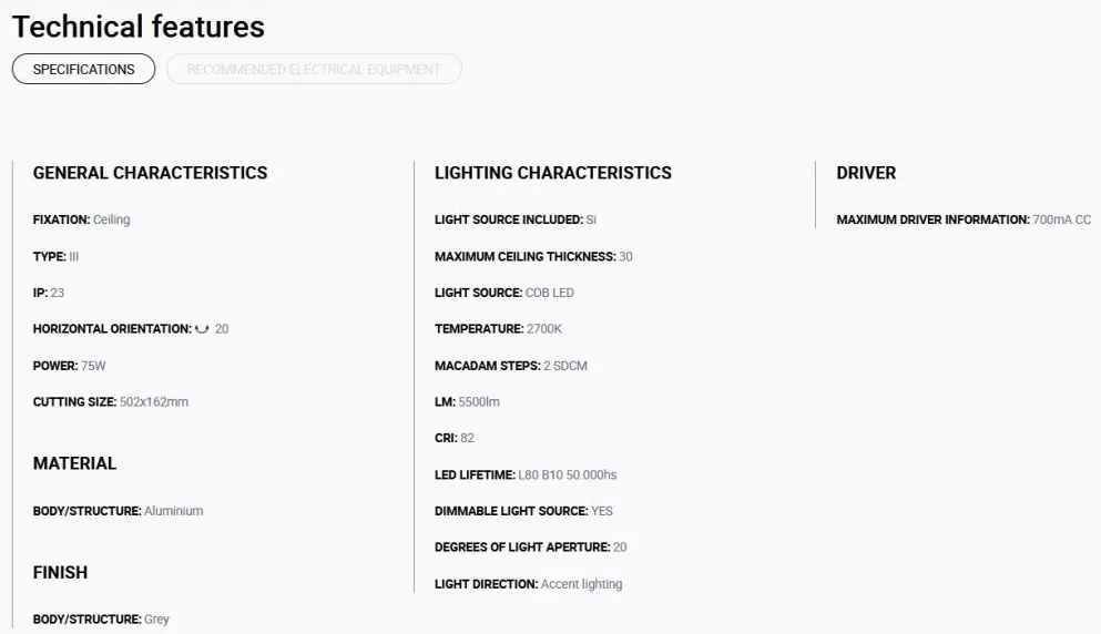 Spot LED incastrabil COLIN-3 Grey recessed 72-108W 2700K 20°