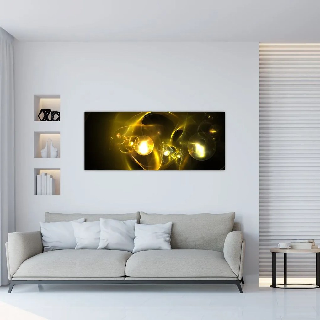 Tabloul abstract cu bile galbene (120x50 cm)