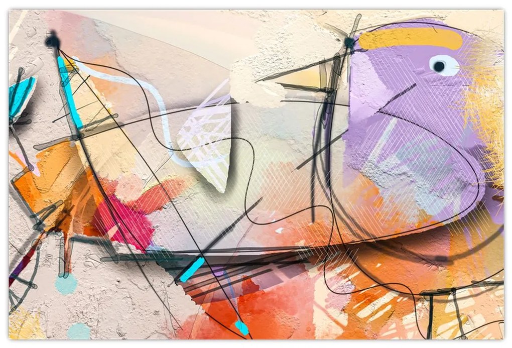 Tablou - Abstract, pasăre (90x60 cm)