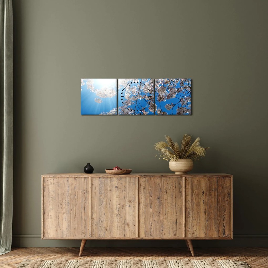 Tablou - Flori de cireș (cu ceas) (90x30 cm)